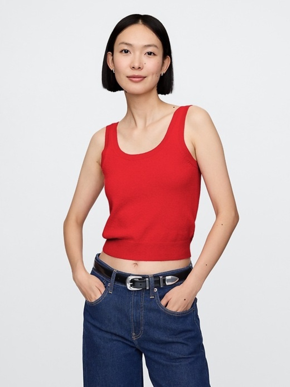 Gap - Women's CashSoft Crop Tank Top - Size Large - Red - Cotton Blend